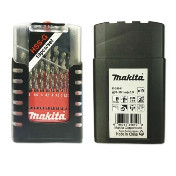 Makita D-29941 ดอกสว่านเจาะเหล็ก HSS-G 1-10 มม. สีเงิน