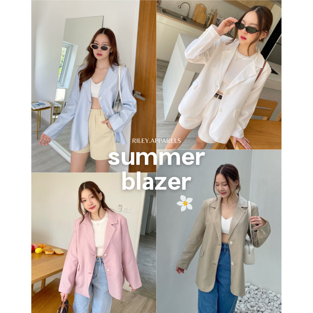 Riley.apparels - Summer blazer 9045 เบลเซอร์ผ้าบางเบา* อยู่ทรงสวย ซับในอัดกาวทั้งตัว