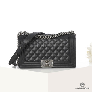 CHANEL BOY 10_ BLACK CAVIAR RHW