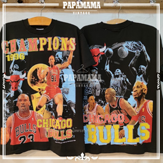 [CHICAGO BULLS ] NBA WORLD CHAMPIONS  1996  ผ้าร้อย ฟอกนุ่ม เฟดเสมอ เสื้อวินเทจ เสื้อบาส จอร์แดน papamama vintage shirt