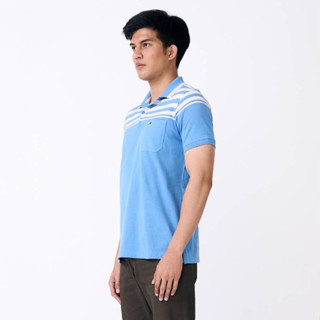 TRANQUIL BLUE  STRIPE POLO SHIRT REGULAR FIT   เสื้อโปโลสีฟ้าลายริ้วทรงเรกูล่าร์ฟิต