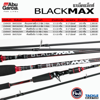 คันอาบู แบล็คแม็กซ์ ABU GARCIA BLACK MAX คันตีเหยื่อปลอมเบทและสปิน ไกด์ฟูจิ คันเบ็ดสองท่อน แบล็งค์ 24ตัน กราไฟท์