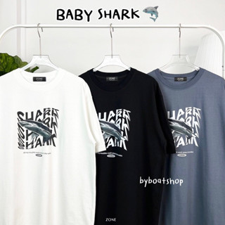 เสื้อยืด oversize สกรีนลาย SHARK 🦈 (ผ้าคอตตอนหนา ใส่ได้ทั้งชาย-หญิง)