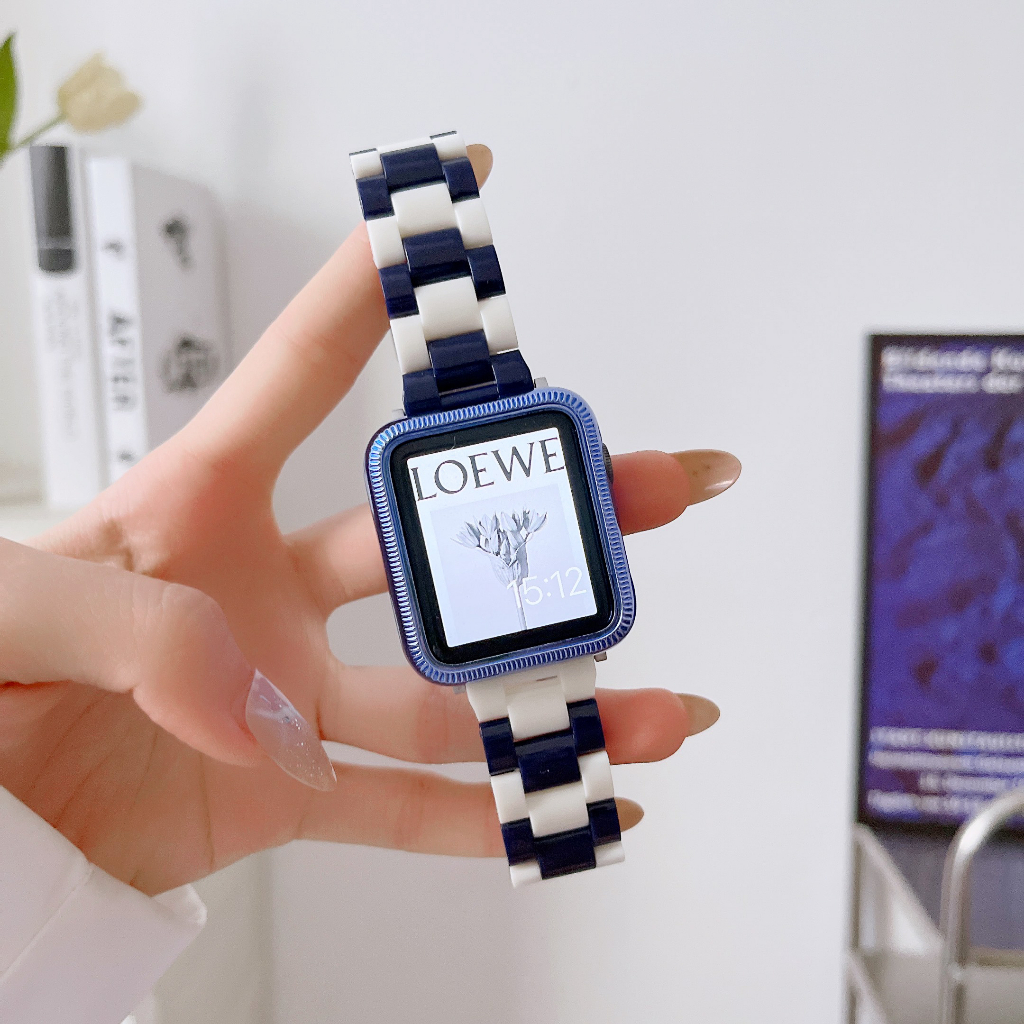 PC สายเรซิ่นสำหรับ apple watch series Ultra 8 7 6 SE 5 4 3 2 1 สายจับคู่สี 49 มม. 41 มม. 45 มม. 44 มม. 42 มม. 38 มม.40mm