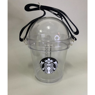 Starbucks Taiwan 2019 BIG Dome Bucket Cup โลโก้ Siren สีดำใส พร้อมสายสะพาย ไม่มีกล่อง