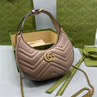 🔥ผ่อนได้🔥Gucci Marmont Half-Moon Shaped Mini Bag Size 21.5 cm งาน Original อุปกรณ์ : Full Box Set