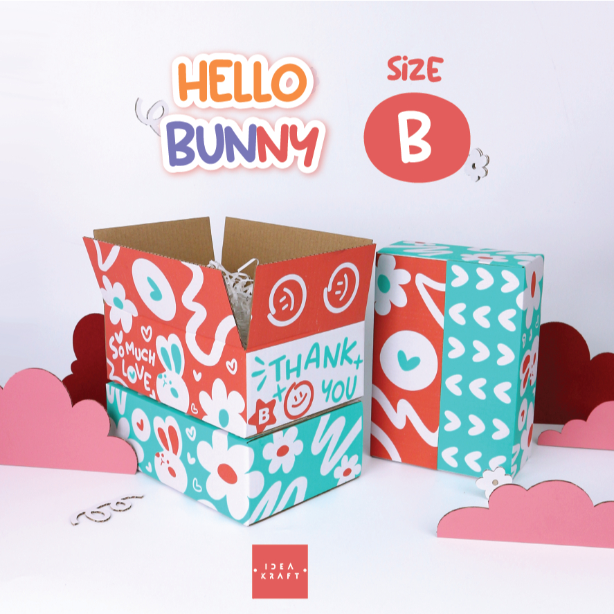 กล่องพัสดุ กล่องไปรษณีย์ กล่อง Hello Bunny Size B (20 ใบ)