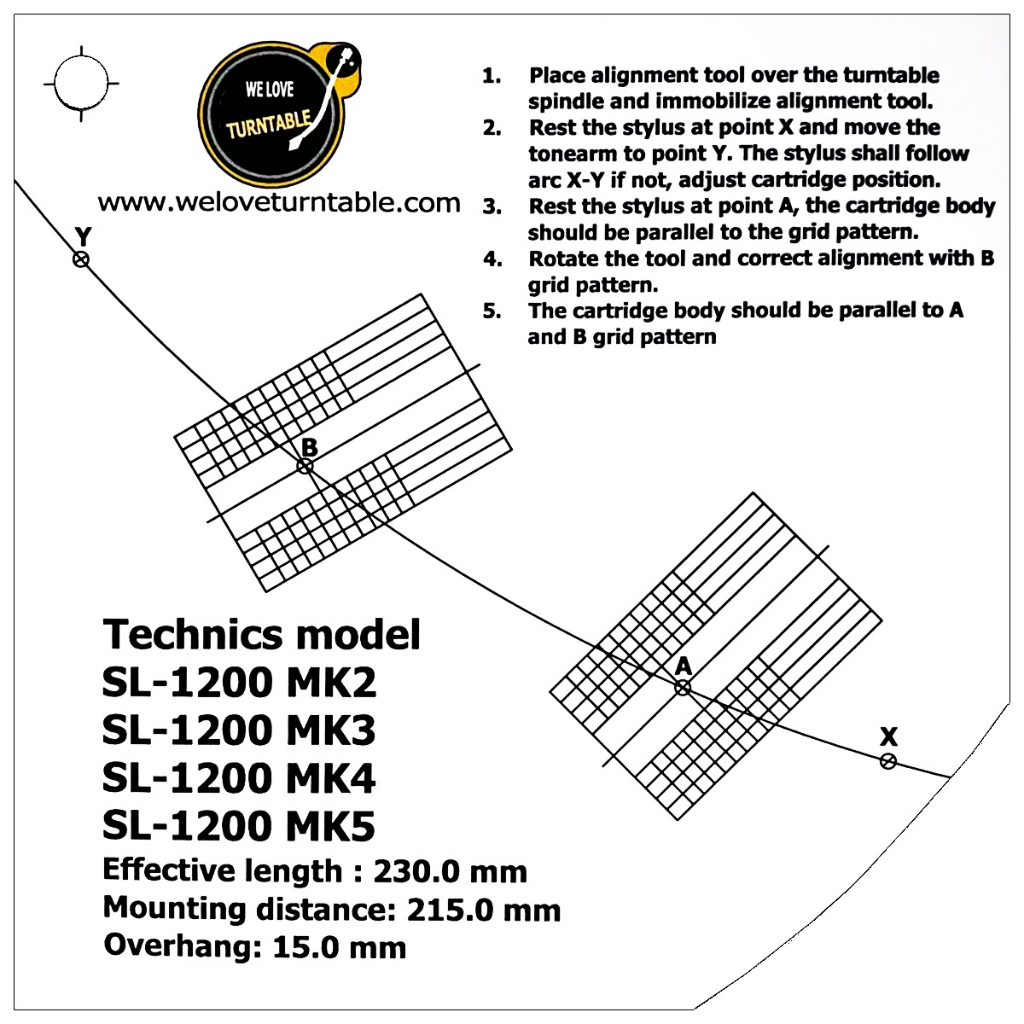 แผ่น PVC Set Up หัวเข็ม Technics SL-1200 MKII (New)
