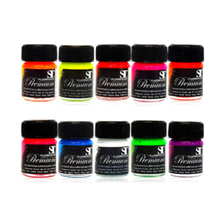 สี สีอะคริลิค สีสะท้อนแสง เอสที ST ขนาด 15 ml. Fluorescent acrylic Colour (1ขวด) พร้อมส่ง