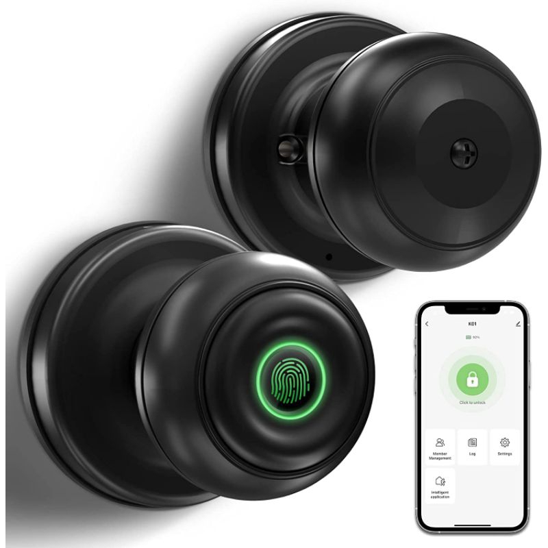 GeekTele Smart Door Knob, Fingerprint Door Lock, ลูกบิดประตูอัจฉริยะ ปลดล็อคด้วยลายนิ้วมือและสมาร์ทโฟน