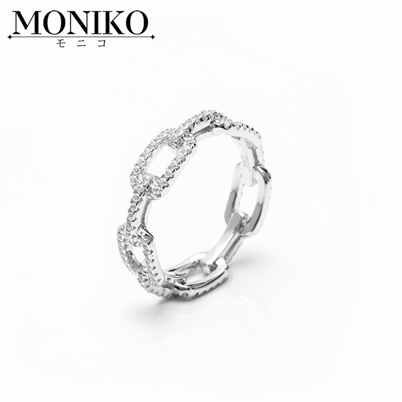 MONIKO แหวนเงิน925 ประดับเพทาย สไตล์เกาหลี เครื่องประดับแฟชั่นผู้หญิง