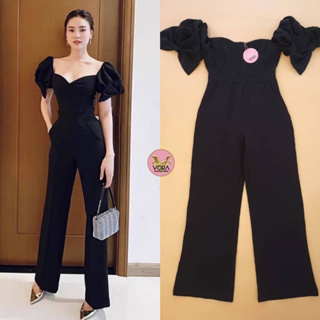 Jumpsuit​ ขายาว ช่วงแขนพองแต่งโบว์ที่ปลายแขน ทรงเข้ารูปใส่แล้วหุ่นดี ดูเพรียวสุดๆ