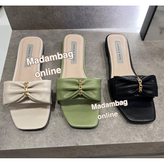 Charles Keith Bow Slide Sandals รองเท้าแตะ ส้นแบน