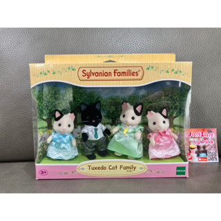 Sylvanian Tuxedo Cat Family มือ 1 กล่อง Eng แมว Charcoal Cat แมวทักซิโด้ ครอบครัว ตุ๊กตา ครอบครัวตุ๊กตา ซิลวาเนียน