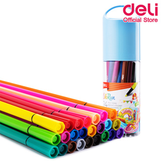 Deli C156-24 Felt Pen 24 Colors ชุดปากกาเมจิก สีเมจิก 24 สี ล้างทำความสะอาดได้ ปลอดสารพิษ ไม่มีกลิ่นฉุน เครื่องเขียน สีน้ำ อุปกรณ์การเรียน สี