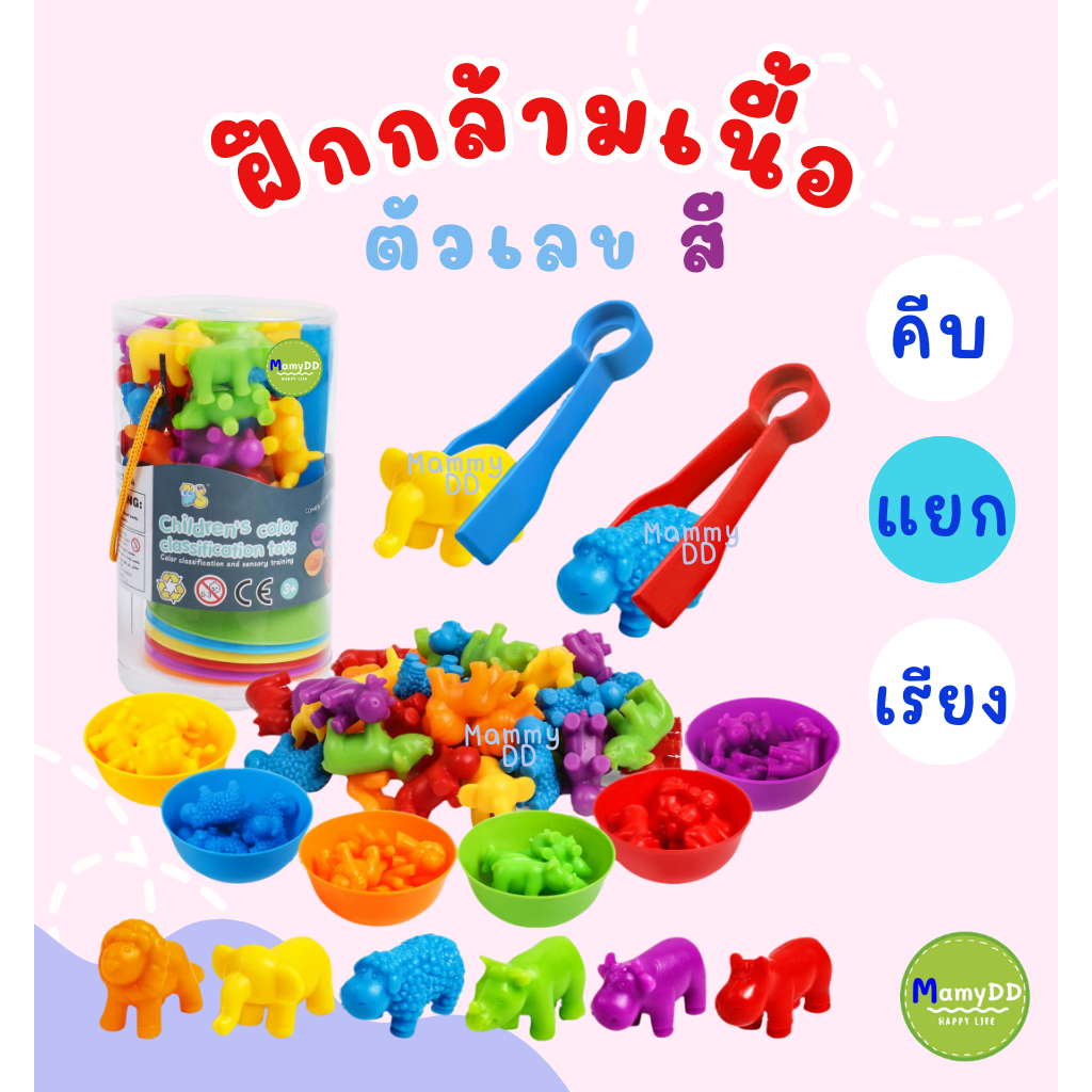 นับของเล่น ฝึกสมอง ของเล่นแยกสีเสริมพัฒนาการ มอนเตสซอรี่ เกมส์แยกสี นับเลข รูปสัตว์