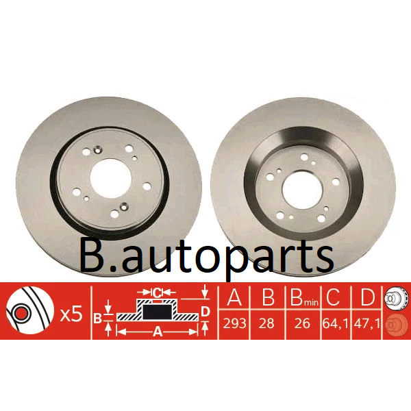 จานเบรคหน้า HONDA CR-V Gen3 G3 2.0 2.4 2007-2011 GEN4 G4 2.0 2.4 2012-2016 296MM RUNSTOP /คู่