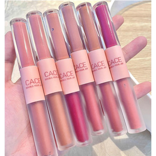 [Mirror + Matte] Cace ลิปสติก เนื้อแมท แบบสองหัว 6 ส   น้ำใส สัมผัสบางเบา ลิปโคลนสีอิ่มตัวต่ำ