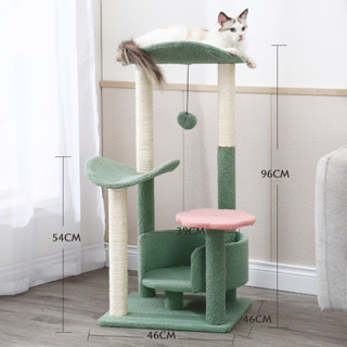 Cat tower คอนโดแมว แบบสูง 46x46x96 cm สีเขียว ST200224-10