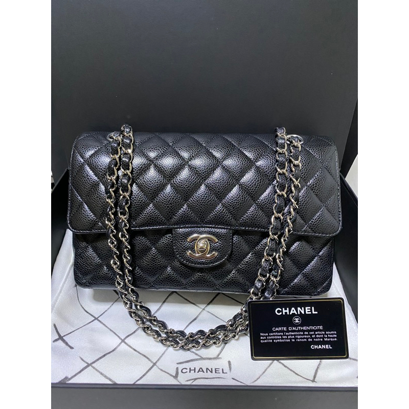 Chanel Classic 10” black caviar holo 28