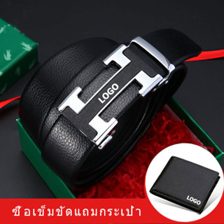 giftset เข็มขัดผู้ชาย เข็มขัด แถมกระเป๋าเงิน ตราลาคอ  สายนุ่มสาย หัวautolocking ใช้สดวก