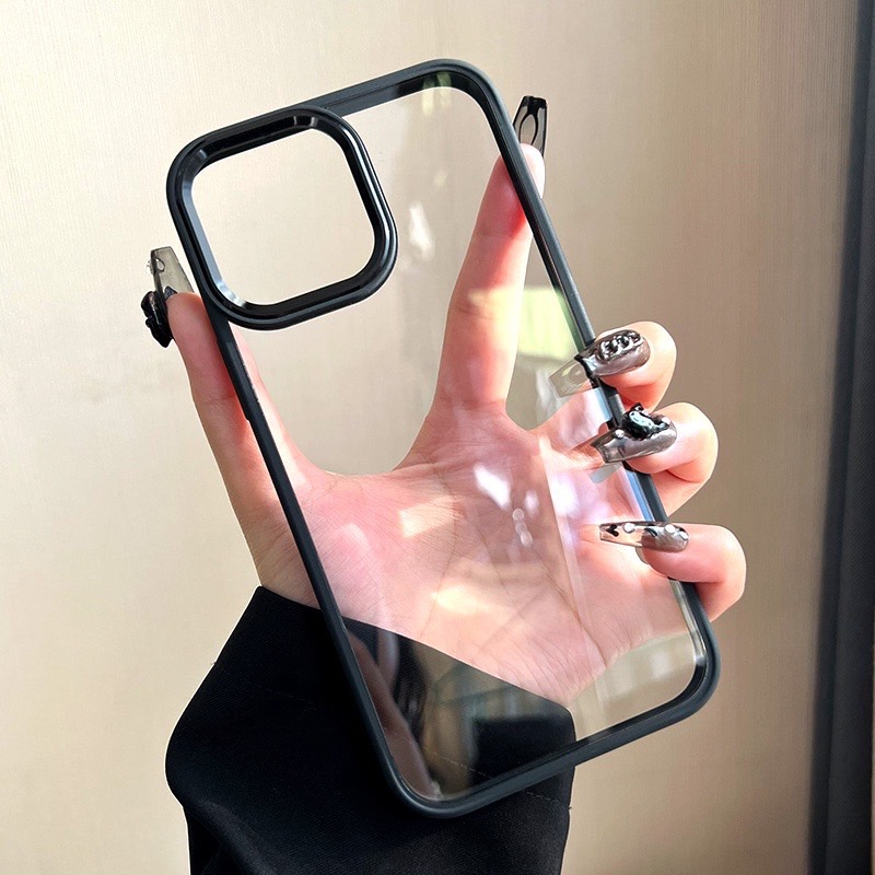 040 เคสโทรศัพท์ หลังใสขอบสี เคสนิ่ม สําหรับ iPHONE 15 15Pro 15Promax 15Plus 14 14Pro 14Plus 14Promax 11 11Promax