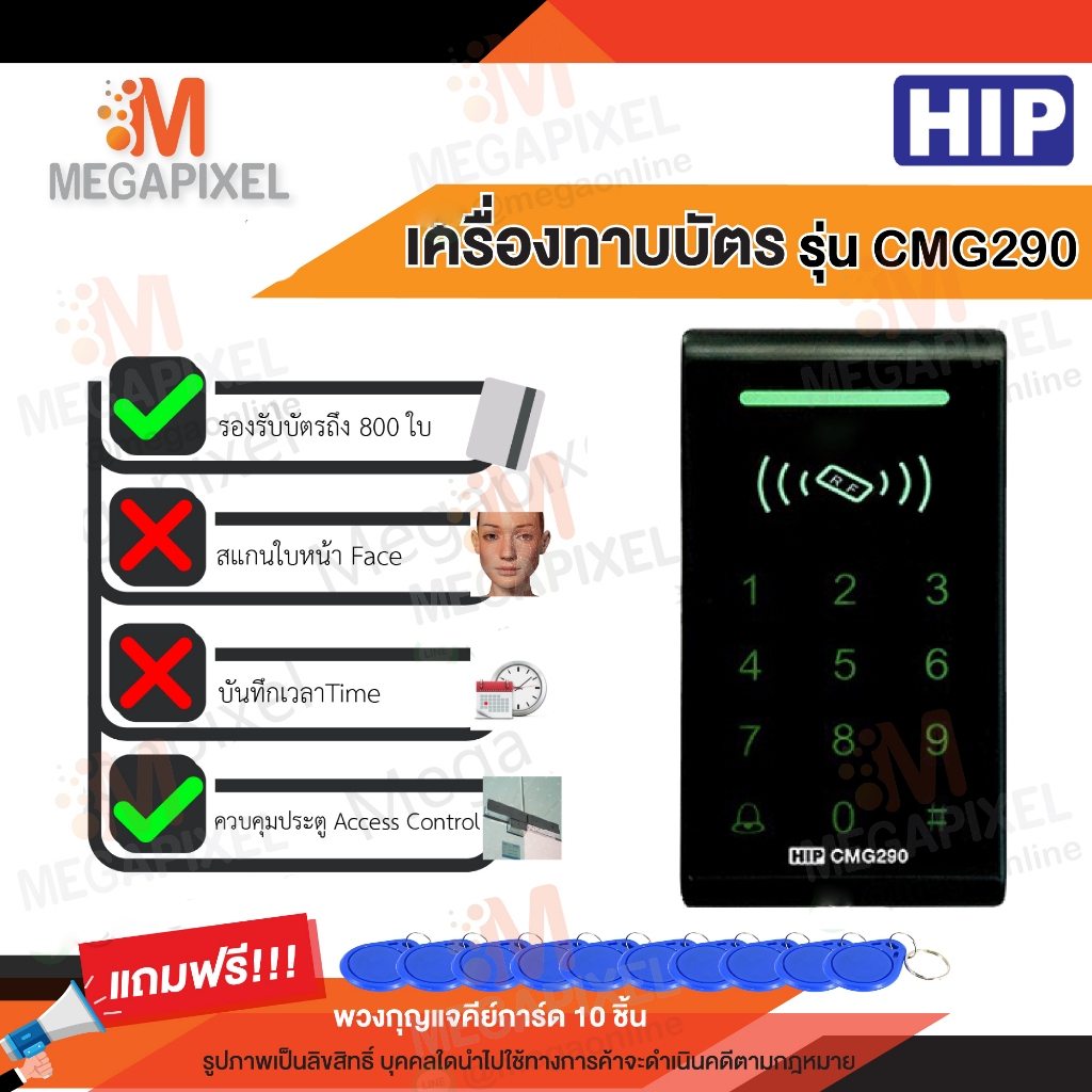 HIP CMG290  CMG298 เครื่องทาบบัตร Access Control สำหรับควบคุมการเข้าออกประตู CMG291 CMG292 CMG295