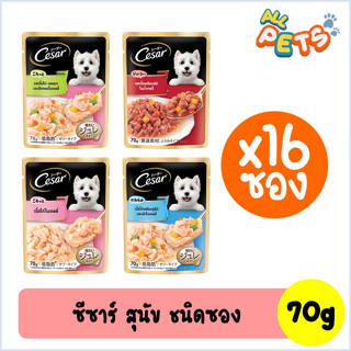 (ยกกล่อง16ซอง)Cesar ซีซาร์ อาหารสุนัขเปียก แบบซอง 70g