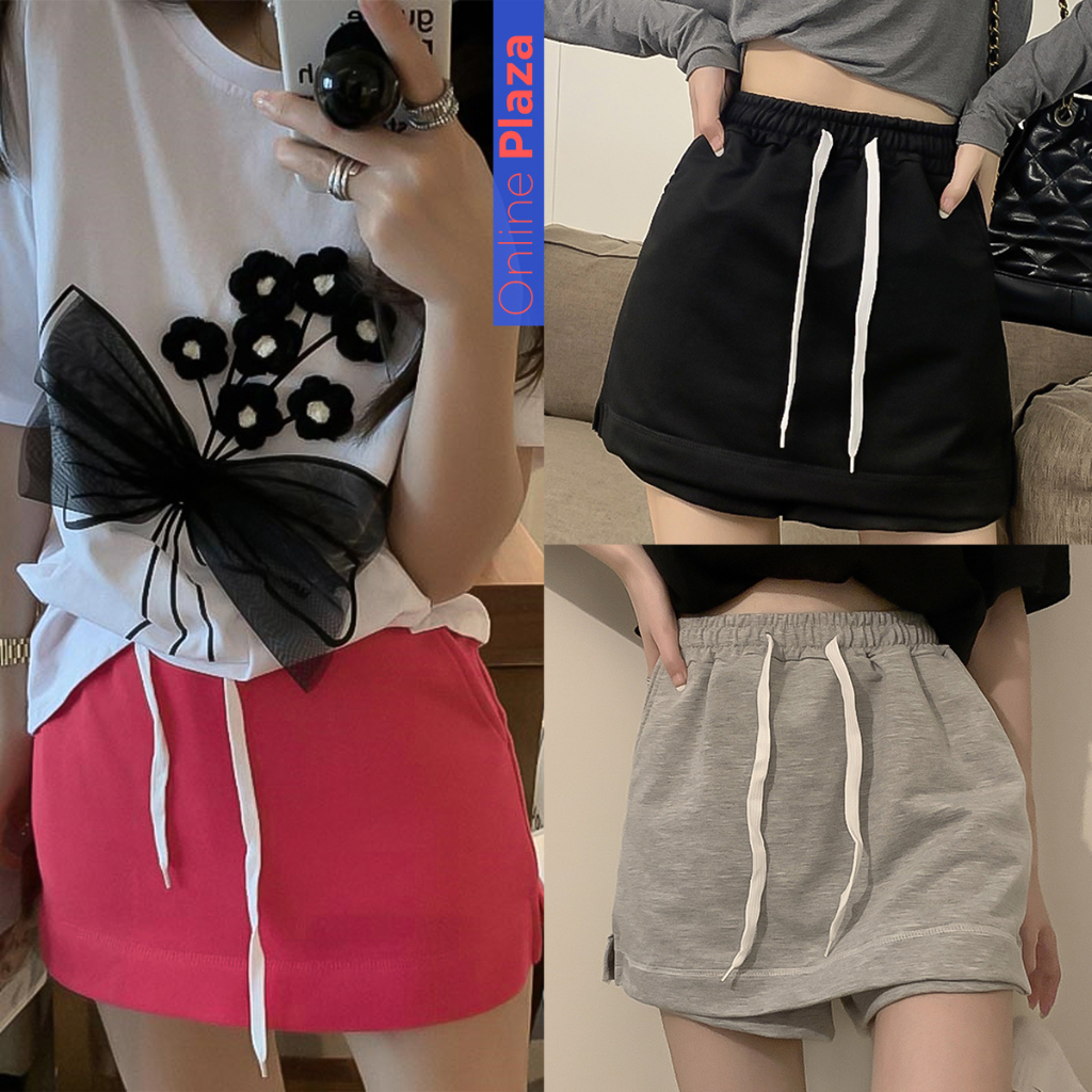 Molly กระโปรงกางเกง ทรงน่ารักเก๋ๆ เอวยางยืดมีเชือกผูก ใส่สวย เนื้อผ้านุ่ม