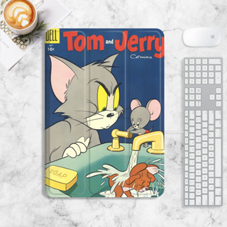 Tom Jerry เคส iPad air1/2/3/4/5 mini6 เคสไอแพด 10.2 gen7/8/9 gen10 case iPad pro11 2021 2022 เคสซิลิโคน มีที่ใส่ปากกา