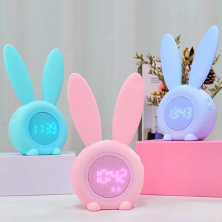 นาฬิกา นาฬิกาปลุก นาฬิกาบอกเวลารูปน้องกระต่ายมีไฟ LED พร้อมหน้าจอบอกเวลาแบบดิจิตอล