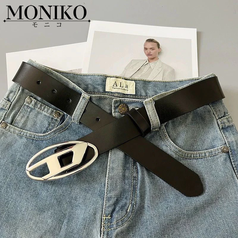 MONIKO ผู้หญิง เข็มขัดพังก์ ปรับได้ เข้ากับทุกการแต่งกาย หัวเข็มขัด ลายตัวอักษร D กางเกง ตกแต่ง หนัง PU เข็มขัดเอว thumbnail 3