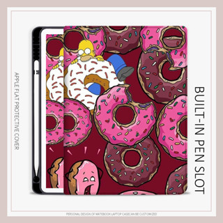 Simpsons graffiti Donut เคสไอแพด air1/2/3/4/5 mini4/5/6 เคส มีถาดใส่ปากกา iPad gen7/8/9 gen10 case iPad pro11 2021 2022