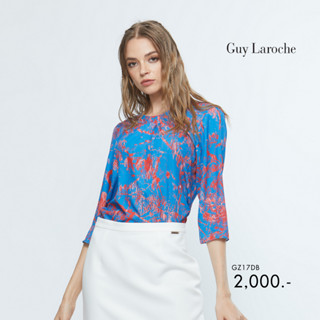 Guy Laroche เสื้อผู้หญิง เสื้อเบราส์ ลายพิมพ์ FLAMINGO เนื้อผ้าจอเจีย (GZ17DB)