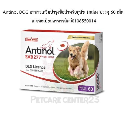 Antinol DOG อาหารเสริมบำรุงข้อสำหรับสุนัข 1กล่อง บรรจุ 60 เม็ด