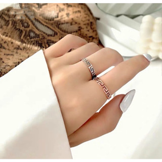 ์ฺNBแหวนมงคลนำโชค(จี๋ลี่)วัสดุไทเทเนียมสีโรสโกลด์ ลวดลายจีนโบราณ