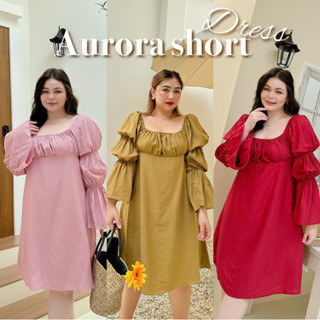 [LADYMJUL] ส่วนลด 65.- Lady M |aurora  short dress เดรสสาวอวบผ้าฝ้ายผสม