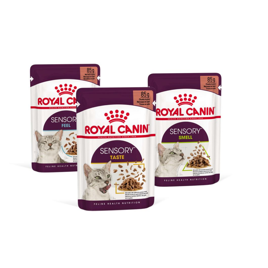 Royal Canin Sensory Taste Pouch อาหารเปียกแมวโต กินยาก เลือกกิน รสชาติพิเศษ อายุ 12 เดือนขึ้นไป