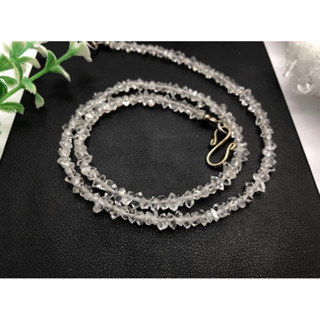 16 inch long Necklace Natural Sparkling Herkimer Diamond Quartz, Full Drilled, Super Faceted Raw Herkimer Quartz necklac