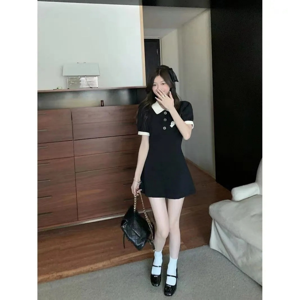 🍄ชุดเดรส,🍄ชุดแฟชั่นเกาหลีน่ารักดำ,ชุดราตรีวินเทจแสนหวาน - รูปที่ 4