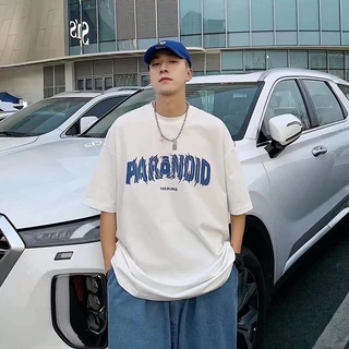 PX เสื้อยืดแขนสั้น คอกลม เสื้อลำลองผู้ชาย สไตล์สตรีท ลายพิมพ์ PARADIO สุดเท่ เสื้อยืดแขนสั้น