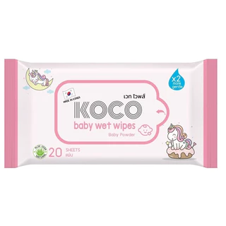 ทิชชู่เปียก KOCO baby wet wipes Baby Powder ขนาด 20 แผ่น