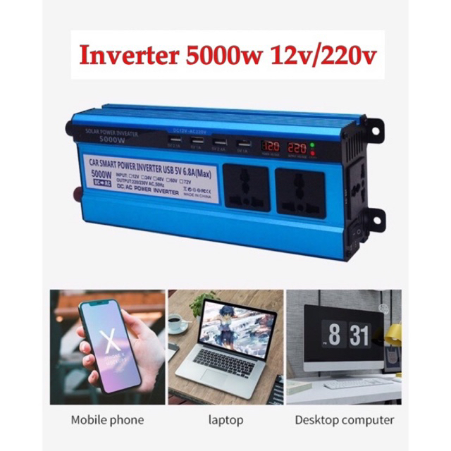 Inverter เครื่องแปลงไฟ 12v/24v เป็น 220v 5000 วัตต์ อินเวอร์เตอร์ (พร้อมส่งจากไทย)