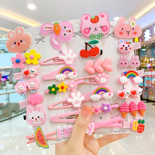 🔥ร้านไทยพร้อมส่ง🔥ลายใหม่ เซ็ทละ 14 ชิ้น กิ๊บติดผม ลายดอกไม้ สายรุ้ง ผลไม้ การ์ตูน ลายน่ารัก สไตล์เกาหลี สำหรับเด็ก H18