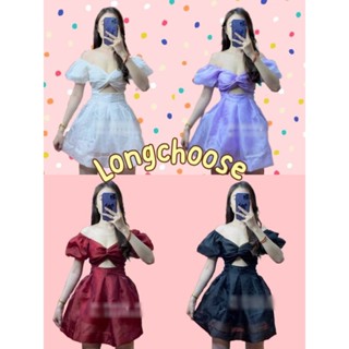 Balloon princess dress เดรสสั้น เดรสแขนตุ๊กตา แต่งผ้าแก้ววิ้งๆ ชุดเข้าหญิง ชุดใส่ไปคาเฟ่ งานตามหา pimniyom