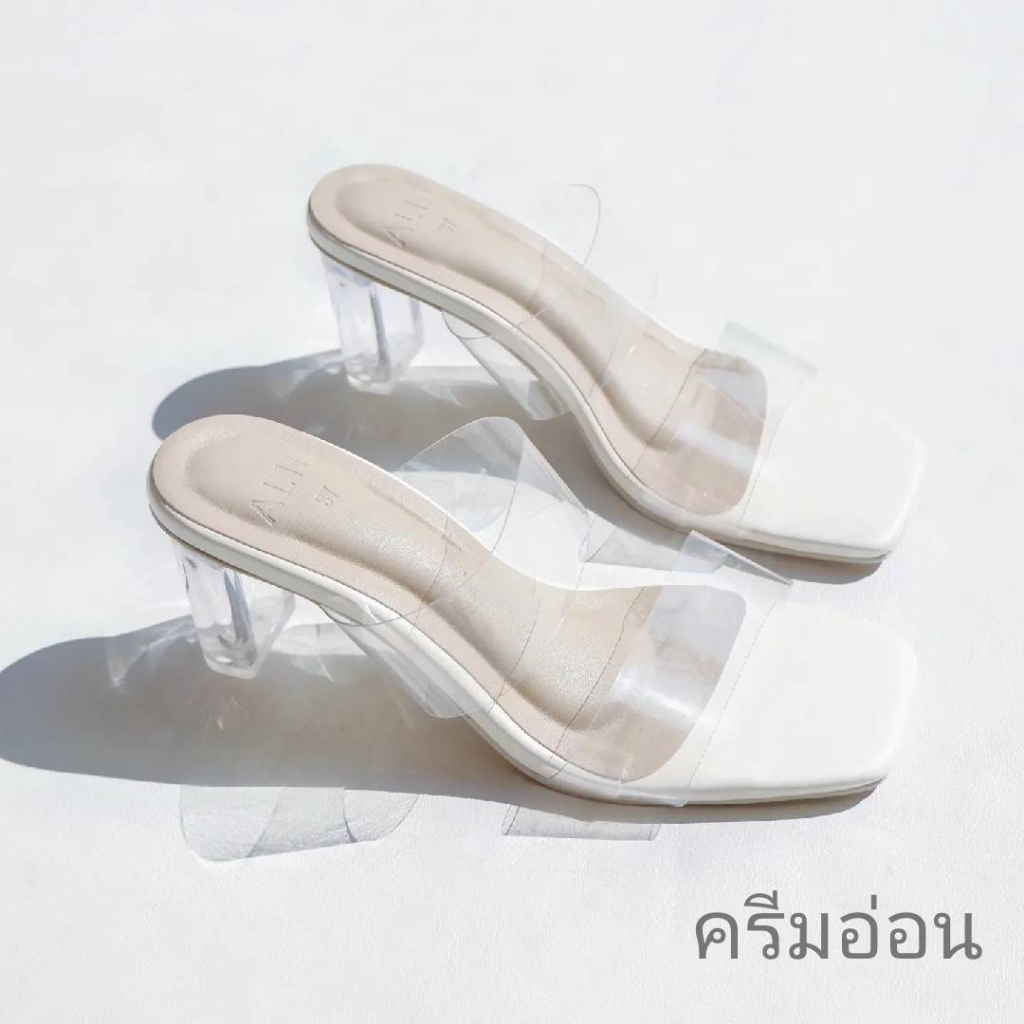 ALIN BRAND รองเท้าส้นแก้ว สูง 3 นิ้ว สายใสไม่บาดเท่า วัสดุคุณภาพ