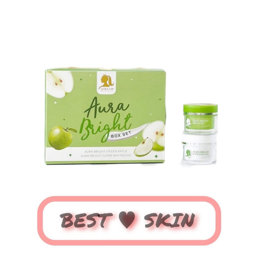 [ครีมหน้า] Aura Bright Green Apple cream ออร่าไบร์ท แบรนด์ aura VIP ครีมแอปเปิ้ลเขียว