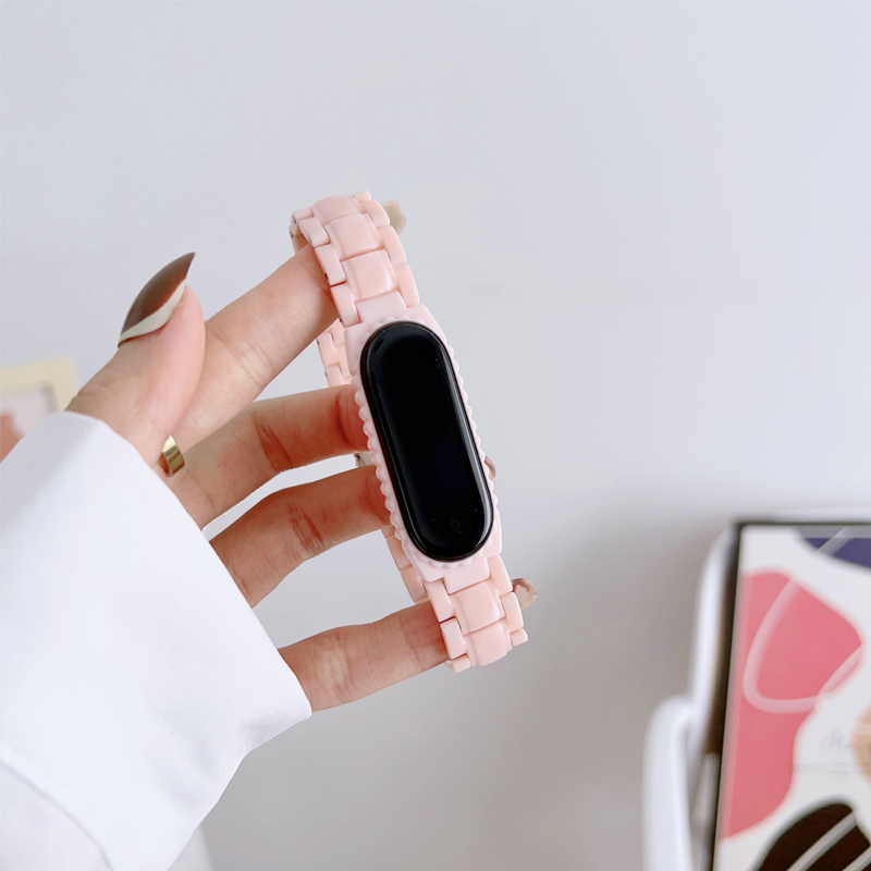 PC สายเรซิ่น สร้อยข้อมือ Xiaomi 3 4 5 6 7 สายสีลูกกวาด