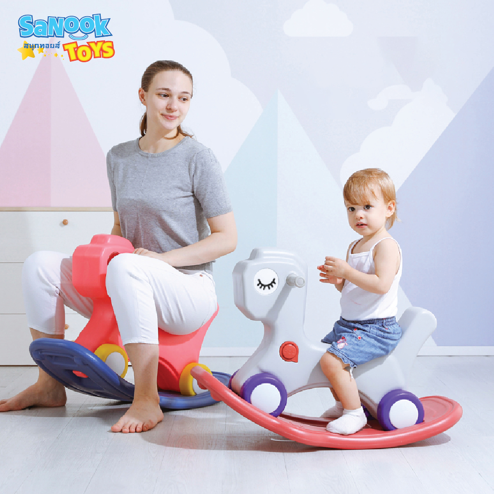 Sanooktoys ขาไถ รถขาไถ ขาไถม้าสุดน่ารัก ขาไถม้าโยกเยก 2in1 ปรับเป็น ม้าโยกได้ สีสันสุดน่ารัก พร้อมส่งจากไทย