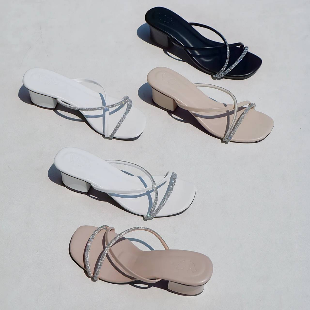 บีน่า BENA  รองเท้าส้นสูงประดับเพชร ความสูง 2.2 นิ้ว ใส่สบายมาก _BB